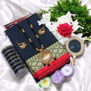 Black halfsilk saree combo gift package
